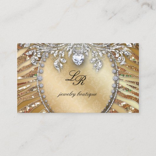 Bijoux Zebra Carte de visite Gold Sequins Coeur (Devant)