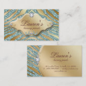 Bijoux Zebra Carte de visite Sparkle Turquoise or (Devant / Derrière)