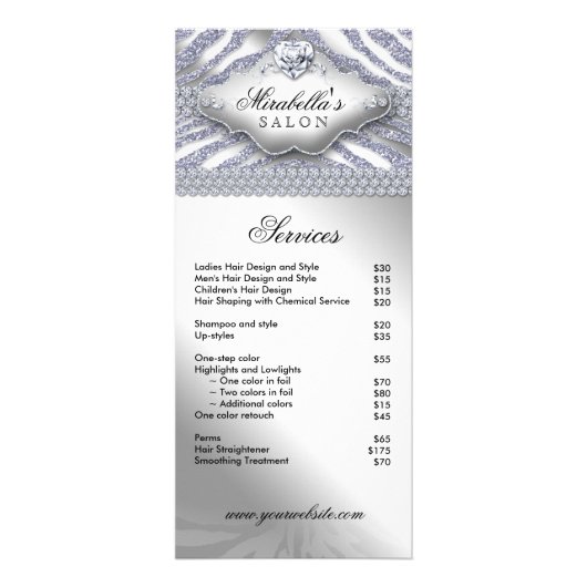 Bijoux Zebra Heart Sparkle Silver Menu (Devant)