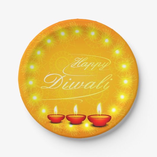 Bijpassend Happy Diwali Yellow 7" Bord (Voorkant)