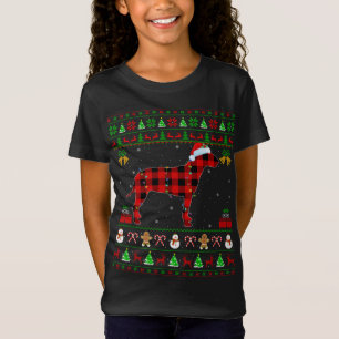 Bijpassende Buffalo Plaid Ugly Bull Terrier Kerst T-shirt
