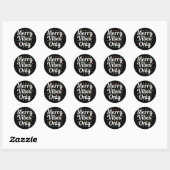 Bijpassende Familie Kerst Merry Vibes Only Lights Ronde Sticker (Vel)