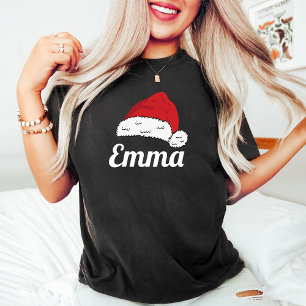 Bijpassende Familie Kerstmis Santa Hoed Naam T-shirt