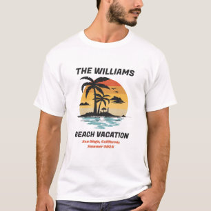 Bijpassende familie strand vakantie retro zonsonde t-shirt