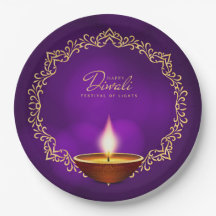 Bijpassende Happy Diwali Paarse 9"