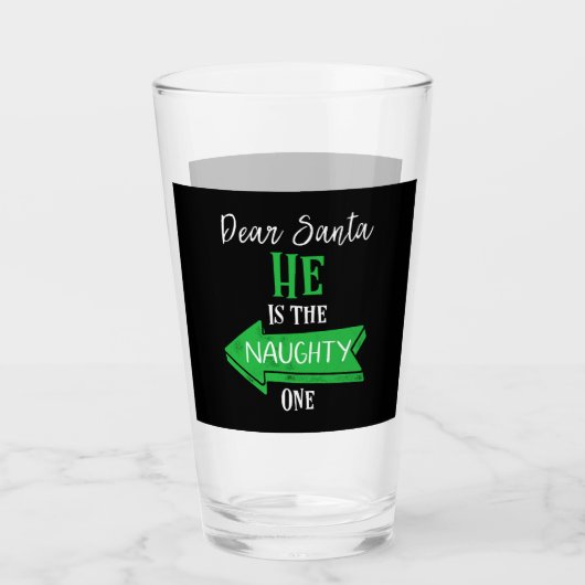 bijpassende kerst koppels trui hij is de naugh glas (Voorkant)