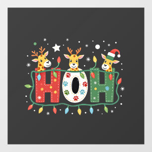 Bijpassende Kerstmis Kerstman Hoed Ho Ho Ho Giraff Raamsticker