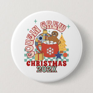 Bijpassende retro neef crew Kerst kinderen Ronde Button 7,6 Cm