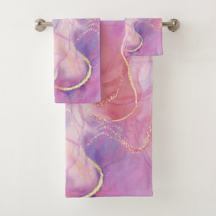 Bijpassende roze goud & marmer bad handdoek