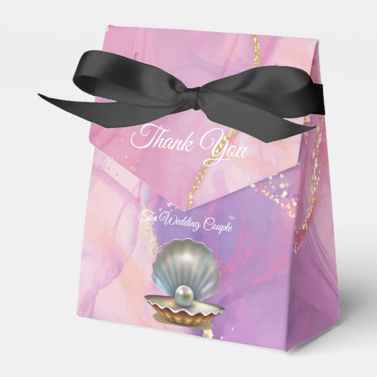 Bijpassende roze goud & marmer bedankdoosjes (Voorkant Zijde)