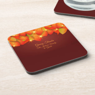 Bijpassende Thanksgiving Oranje Blad Naam Hard + K Bier Onderzetter