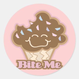 bijt me chocolade cupcake ronde sticker