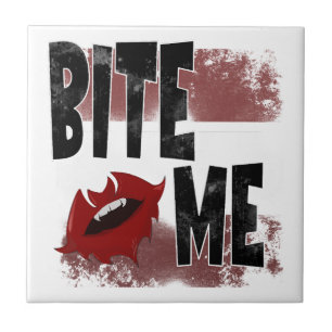Bijt me - Coole Quote - Halloween - Vleermuis Tegeltje