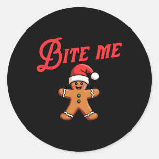 BIJT ME Gingerbread Cookie Grappig Sarcastisch Ker Ronde Sticker