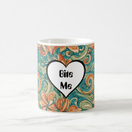 Bijt me Grappig Hart Swirly Retro Design Koffiemok