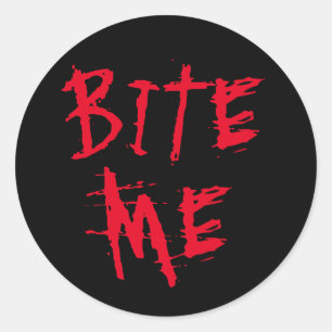 Bijt me rood bloed typografie grappig Halloween fe Ronde Sticker