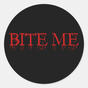 Bijt me, vampier ronde sticker
