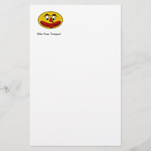 Bijt op je tong Grappig geel gezicht Briefpapier