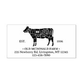 bijtende Koe Vleesslagerenkaart Boerderij land Rubberstempel (Afrduk)