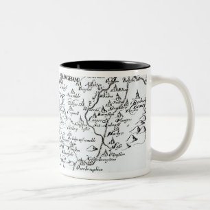 Bijzonderheden van een kaart van het graafschap va tweekleurige koffiemok