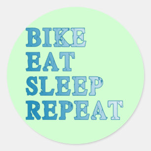 Bike, Eat, Slaap, Herhalingsproducten Ronde Sticker