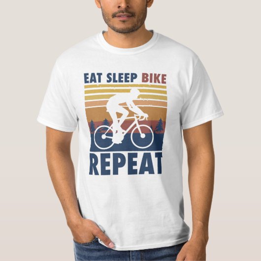 Bike Eat Sleep Bike Herhaling Gezegde Bike Gift T-shirt (Voorkant)