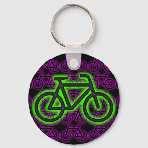 Bike, fiets, neon, groen, roze, Paars Sleutelhanger