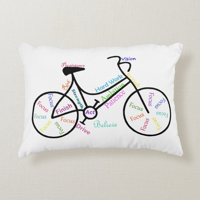 Bike, fietsensport, Motivatie woorden en strips Accent Kussen (Voorkant)