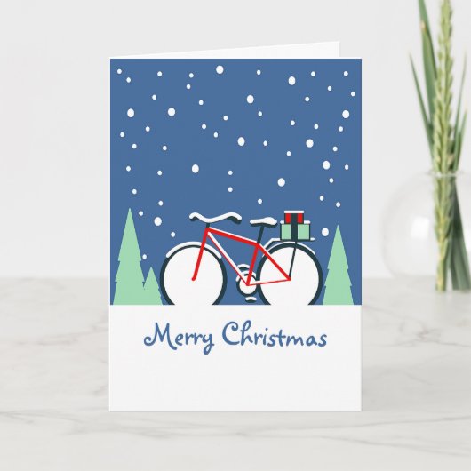 Bike in Sneeuwkerstkaart Kaart (Voorkant)