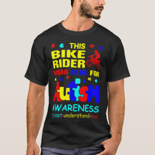 Bike Rider Draag Blue voor Autism Awareness T-shirt