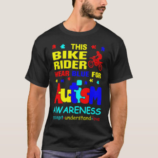 Bike Rider Draag Blue voor Autism Awareness T-shirt