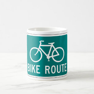 Bike Route Sign Bicycle Coffee Mok