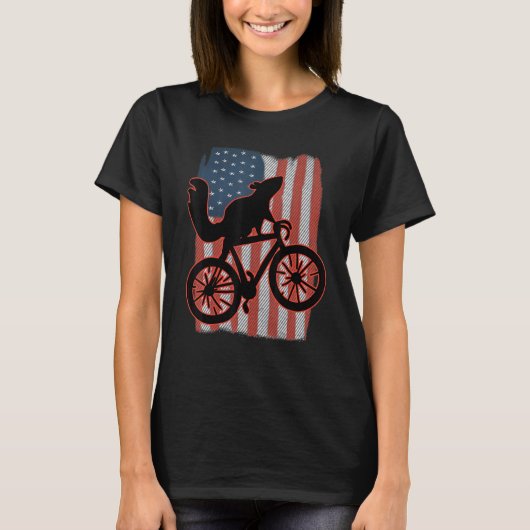 Bike Squirrel Riding A Bicycle Patriotic American T-shirt (Voorkant)