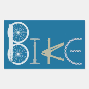 Bike Word gemaakt van onderdelen Custom Color voor Rechthoekige Sticker