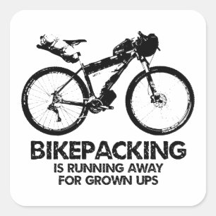 Bikepacking loopt weg voor volwassenen vierkante sticker