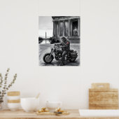 Biker at Lincoln Memorial Washington Monument  Poster (Keuken)