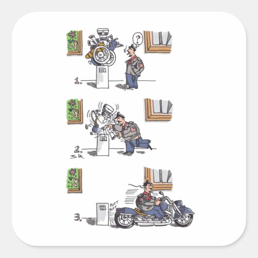 Biker Au Musée gros autocollants carrés (Devant)