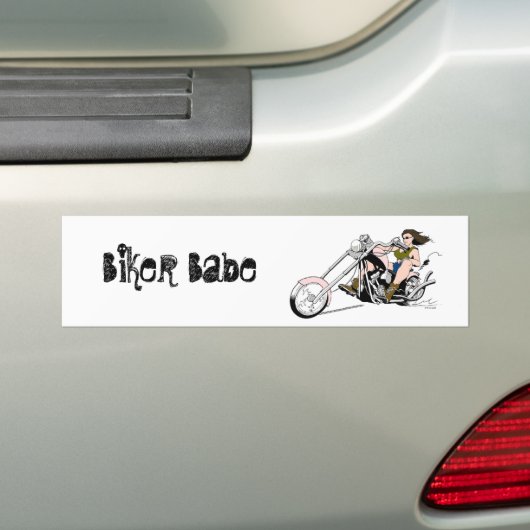 Biker Babe Bumpersticker (Op auto)