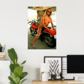 Biker Babe Poster - Blond Bikini Babe (Thuiskantoor)