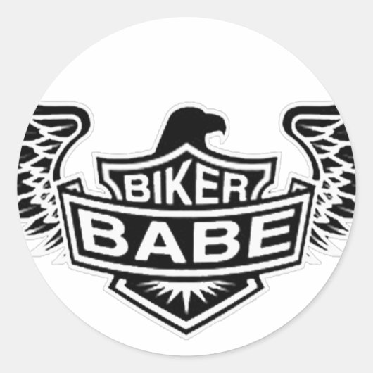 Biker Babe Ronde Sticker (Voorkant)