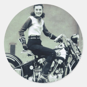 Biker Babe Ronde Sticker