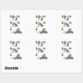 Biker bij Museum grote vierkante stickers (Vel)