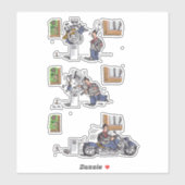 Biker bij museumcontoursticker sticker (Vel)