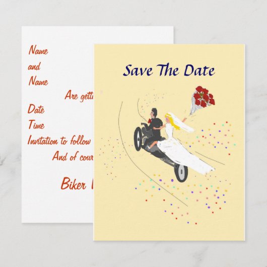 Biker Bruiloft Save The Date (Voorkant / Achterkant)