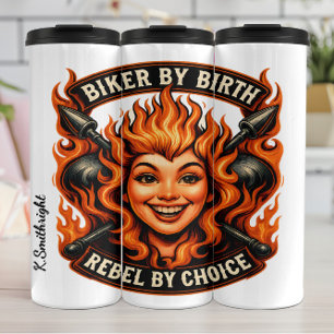 Biker by Birth Rebel by Choice Embleem Thermosbeker