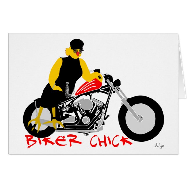 BIKER CHICK assise sur sa moto (Devant horizontal)