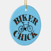 Biker Chick Bike Keramisch Ornament (Rechts)