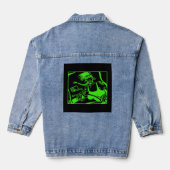 Biker Chick groen zwart vrouwen denim jas Jacket (Achterkant)