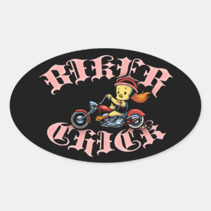Biker Chick II Ovale Sticker