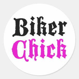 Biker Chick Ronde Sticker